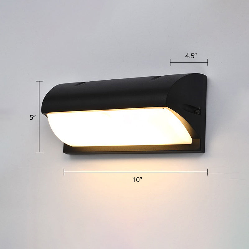 Rynx | Modern black LED outdoor wall lamp sconce with rectangular acrylic shade
