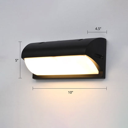 Rynx | Modern black LED outdoor wall lamp sconce with rectangular acrylic shade