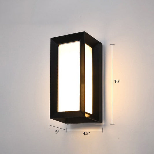 Rynx | Modern black LED outdoor wall lamp sconce with rectangular acrylic shade