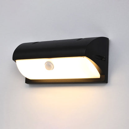 Rynx | Modern black LED outdoor wall lamp sconce with rectangular acrylic shade