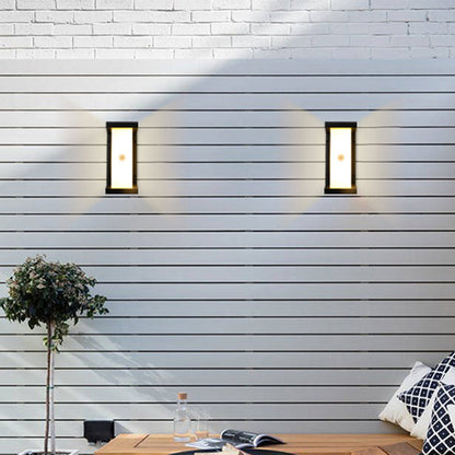 Rynx | Modern black LED outdoor wall lamp sconce with rectangular acrylic shade