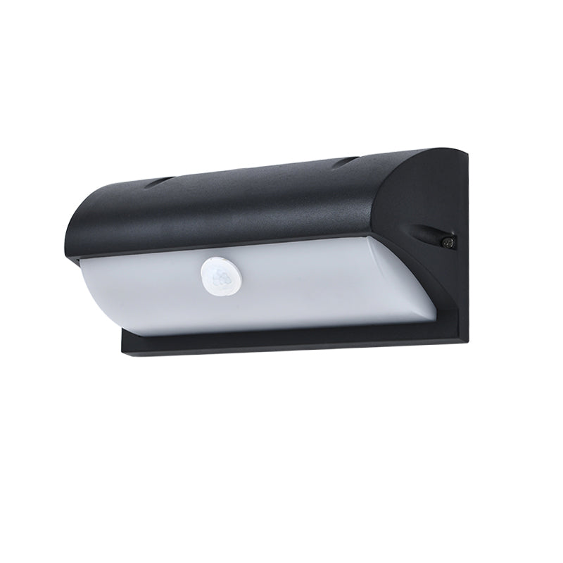 Rynx | Modern black LED outdoor wall lamp sconce with rectangular acrylic shade