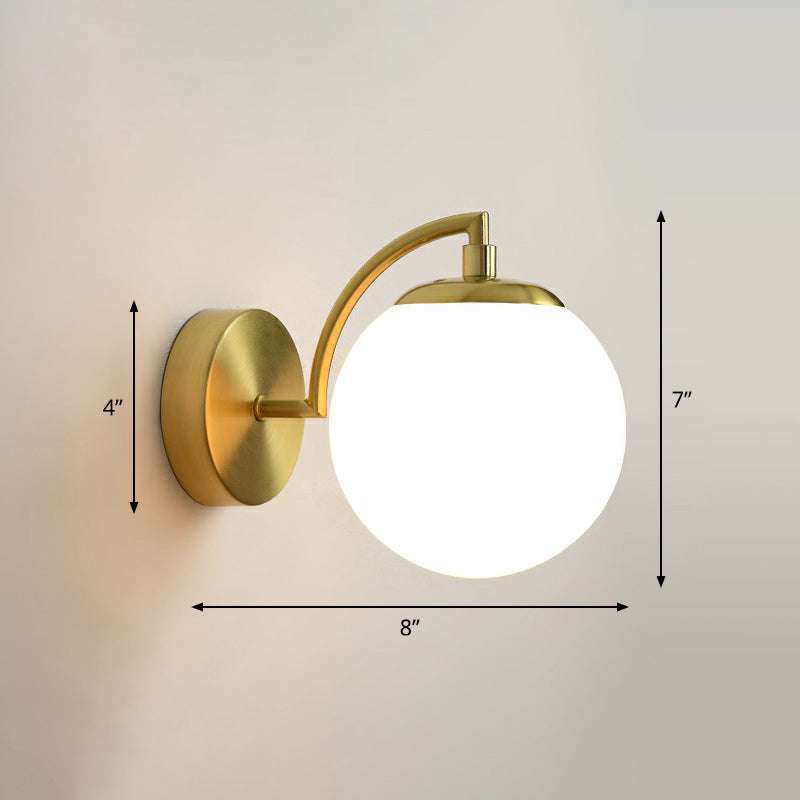 Rynx | Spherical Stair Wall Lighting Glass 1 Bulb Simple Style Wall Mounted Light in Brass