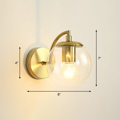 Rynx | Spherical Stair Wall Lighting Glass 1 Bulb Simple Style Wall Mounted Light in Brass