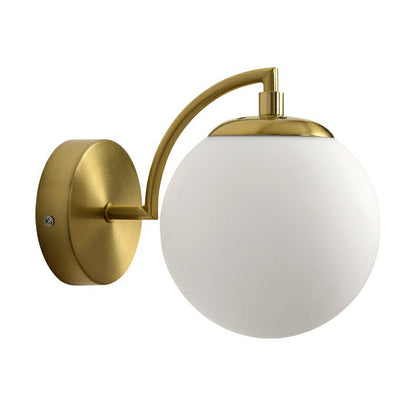 Rynx | Spherical Stair Wall Lighting Glass 1 Bulb Simple Style Wall Mounted Light in Brass