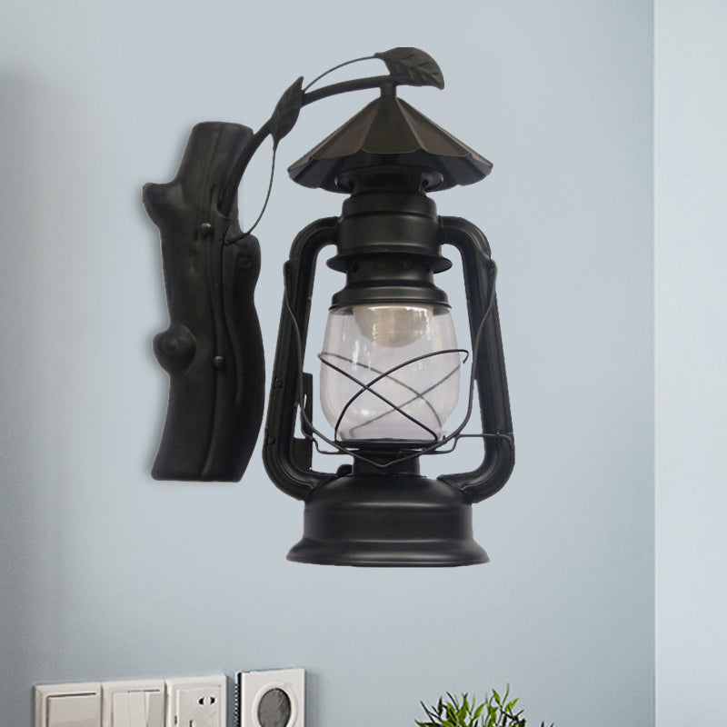 Rynx | Black/Bronze/Copper Kerosene Wall Lighting Coastal Clear Glass 1 Light Outdoor Wall Lamps Light