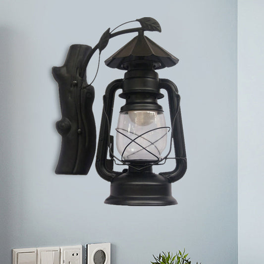 Rynx | Black/Bronze/Copper Kerosene Wall Lighting Coastal Clear Glass 1 Light Outdoor Wall Lamps Light