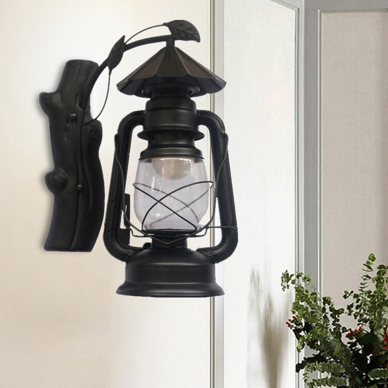 Rynx | Black/Bronze/Copper Kerosene Wall Lighting Coastal Clear Glass 1 Light Outdoor Wall Lamps Light