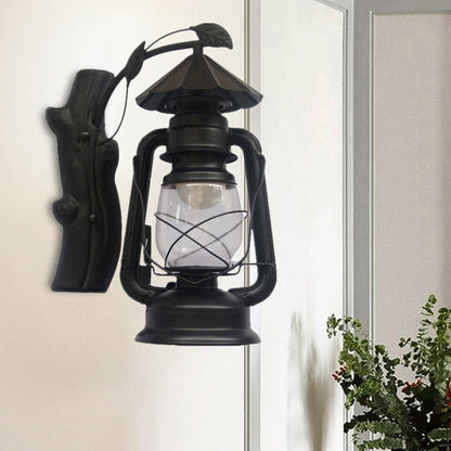 Rynx | Black/Bronze/Copper Kerosene Wall Lighting Coastal Clear Glass 1 Light Outdoor Wall Lamps Light