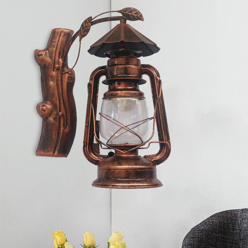 Rynx | Black/Bronze/Copper Kerosene Wall Lighting Coastal Clear Glass 1 Light Outdoor Wall Lamps Light