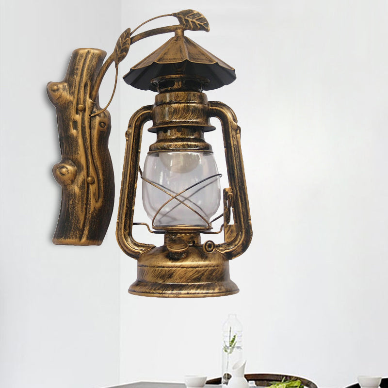 Rynx | Black/Bronze/Copper Kerosene Wall Lighting Coastal Clear Glass 1 Light Outdoor Wall Lamps Light