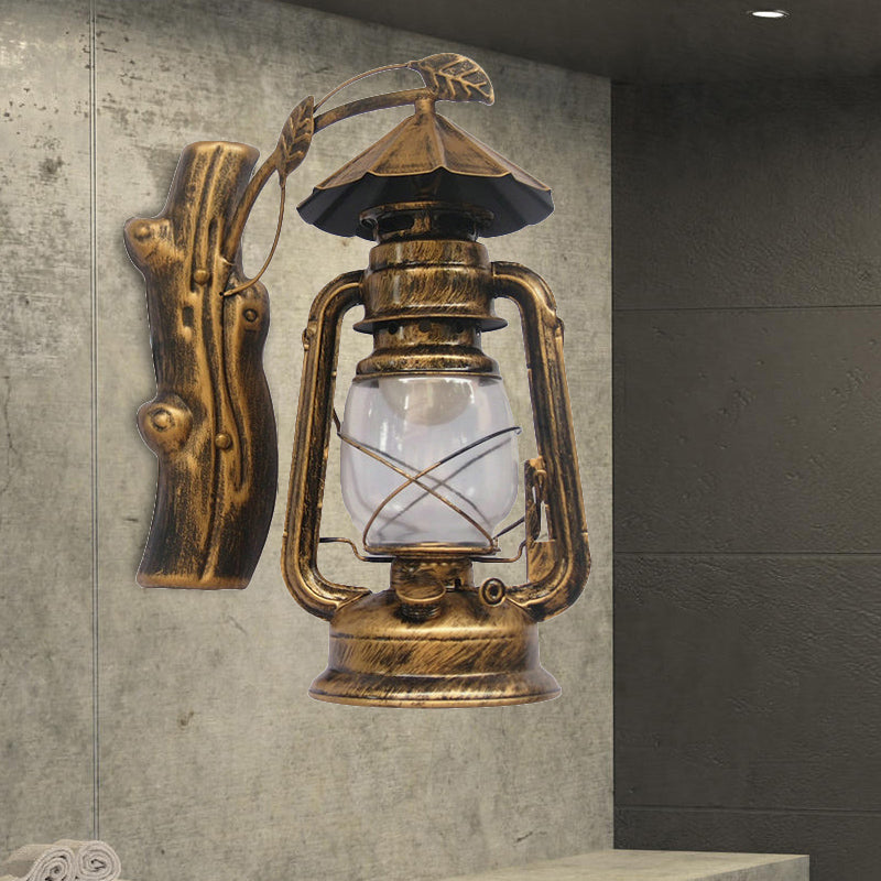 Rynx | Black/Bronze/Copper Kerosene Wall Lighting Coastal Clear Glass 1 Light Outdoor Wall Lamps Light