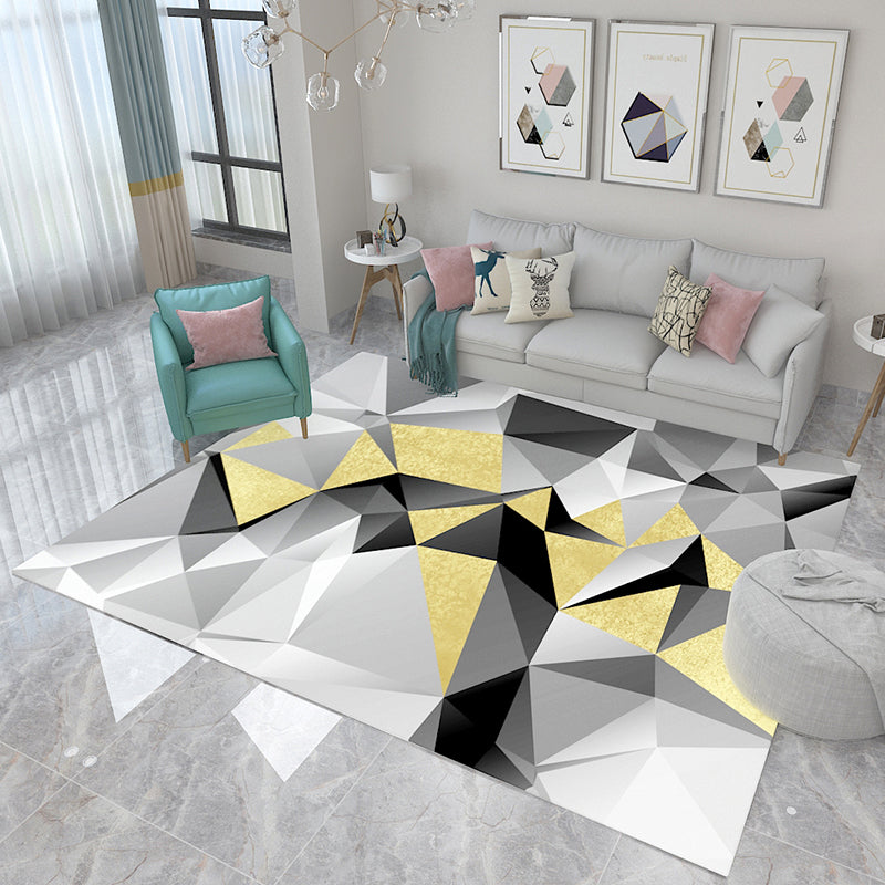 Rynx | Simple Living Room Carpet Multicolored Geometric Pattern Indoor Carpet Synthetic Non-Slip Back Pet-Friendly Area Rug