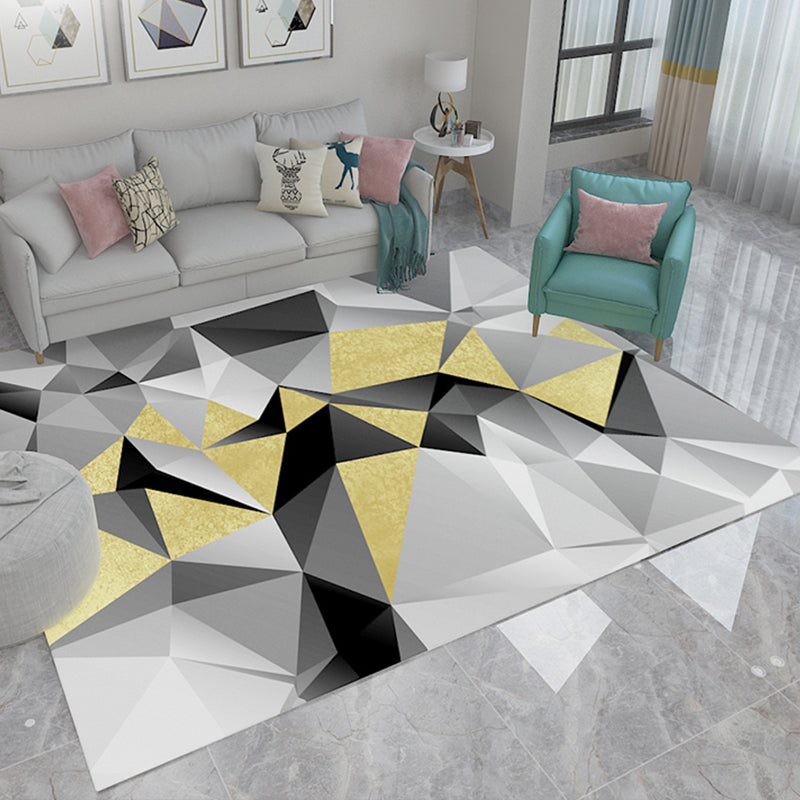 Rynx | Simple Living Room Carpet Multicolored Geometric Pattern Indoor Carpet Synthetic Non-Slip Back Pet-Friendly Area Rug