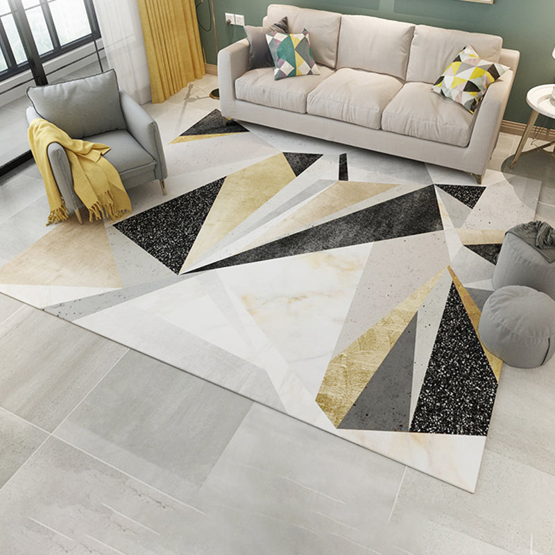 Rynx | Simple Living Room Carpet Multicolored Geometric Pattern Indoor Carpet Synthetic Non-Slip Back Pet-Friendly Area Rug