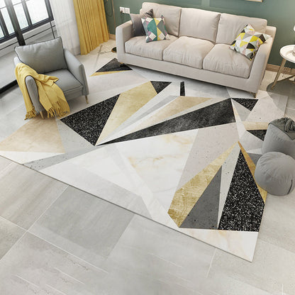 Rynx | Simple Living Room Carpet Multicolored Geometric Pattern Indoor Carpet Synthetic Non-Slip Back Pet-Friendly Area Rug