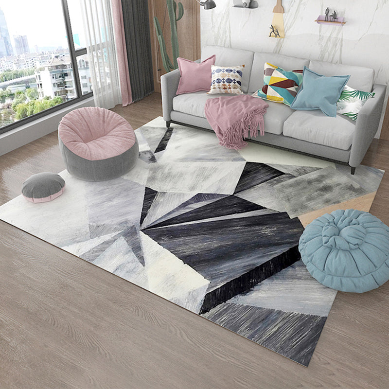 Rynx | Simple Living Room Carpet Multicolored Geometric Pattern Indoor Carpet Synthetic Non-Slip Back Pet-Friendly Area Rug