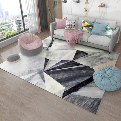 Rynx | Simple Living Room Carpet Multicolored Geometric Pattern Indoor Carpet Synthetic Non-Slip Back Pet-Friendly Area Rug