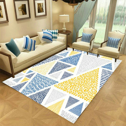 Rynx | Nordic Living Room Rug Multi-Color Geometric Indoor Rug Synthetics Anti-Slip Backing Machine Washable Area Carpet