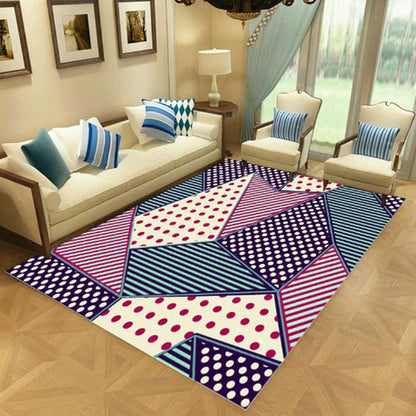 Rynx | Nordic Living Room Rug Multi-Color Geometric Indoor Rug Synthetics Anti-Slip Backing Machine Washable Area Carpet