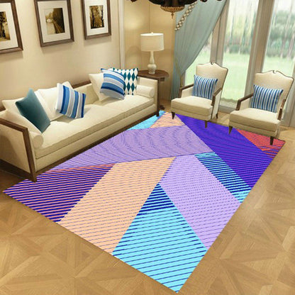 Rynx | Nordic Living Room Rug Multi-Color Geometric Indoor Rug Synthetics Anti-Slip Backing Machine Washable Area Carpet