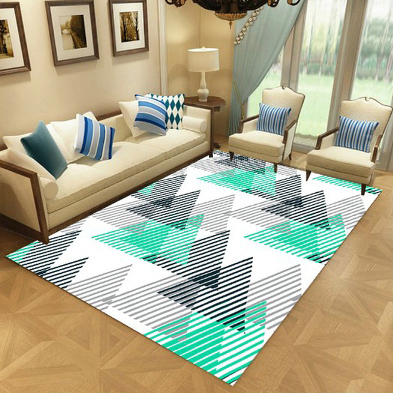 Rynx | Nordic Living Room Rug Multi-Color Geometric Indoor Rug Synthetics Anti-Slip Backing Machine Washable Area Carpet