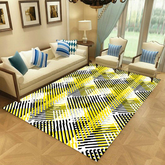 Rynx | Nordic Living Room Rug Multi-Color Geometric Indoor Rug Synthetics Anti-Slip Backing Machine Washable Area Carpet