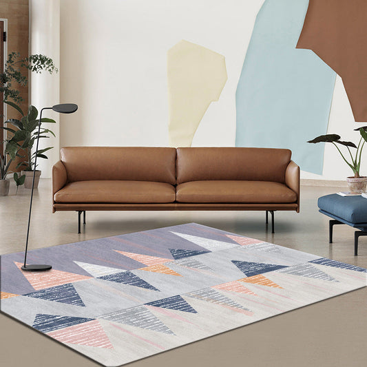 Rynx | Multi-Color Relaxing Rug Synthetics Geometric Print Area Carpet Non-Slip Backing Washable Indoor Rug for Decoration