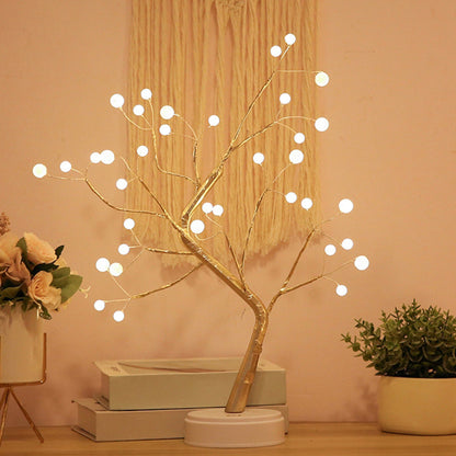 Rynx | Artistic Pearl Tree LED Table Lamp Metal Girl Nightstand Battery Operated Night Light