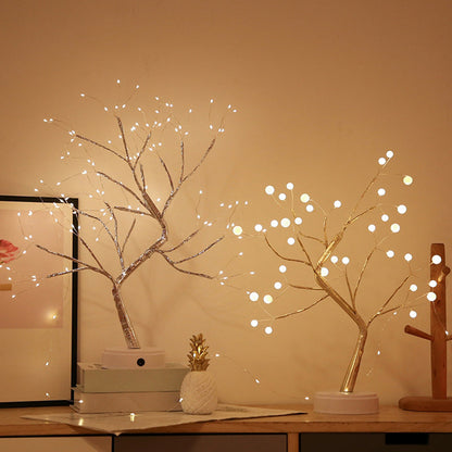 Rynx | Artistic Pearl Tree LED Table Lamp Metal Girl Nightstand Battery Operated Night Light
