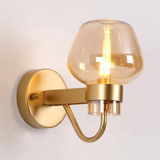 Rynx | 1 Bulb Glass Wall Lamp Traditional Clear/Amber/Smoke Gray Glass Wall Lighting Fixture for Nightstand
