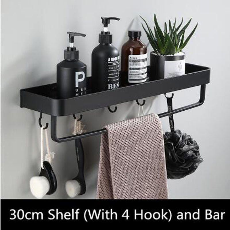 Rynx | Black Bathroom Shelf Space Aluminium Wall Mounted