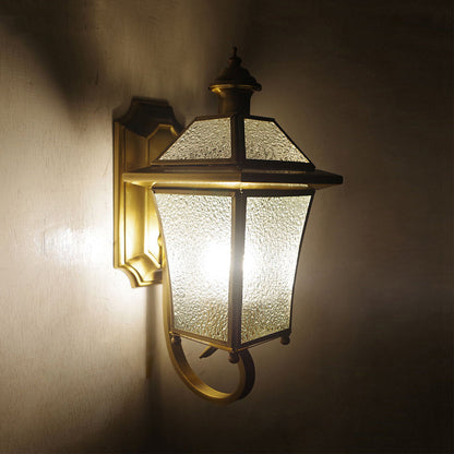 Rynx | Curved Arm Wall Lamp Traditional Clear/Structured Glass 1 Bulb Wall-Mounted Lamp for Balcony