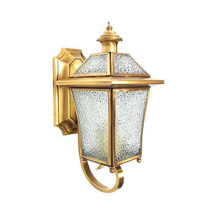 Rynx | Curved Arm Wall Lamp Traditional Clear/Structured Glass 1 Bulb Wall-Mounted Lamp for Balcony