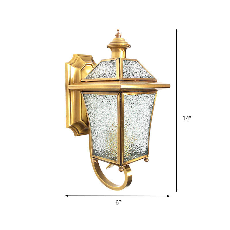 Rynx | Curved Arm Wall Lamp Traditional Clear/Structured Glass 1 Bulb Wall-Mounted Lamp for Balcony