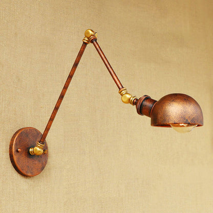 Rynx | 4"/6.5" Dia Domed Metal Wall Lamp Fixture Vintage Style 1 Head Study Room Adjustable Wall Light in Rust