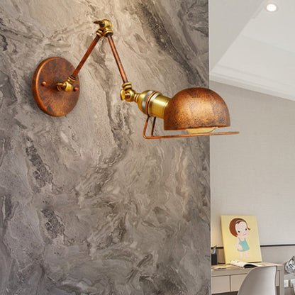 Rynx | Vintage Industrial Bowl Wall Lamp 1 Light Iron Wall Lamp with Rotatable Arm in Black/Metal