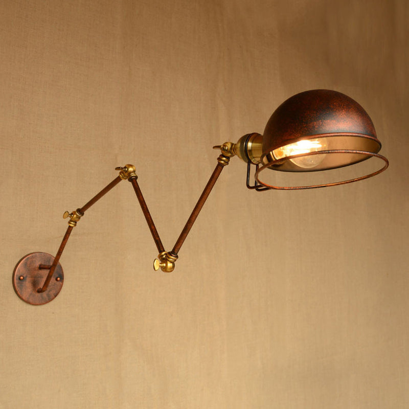 Rynx | Vintage Industrial Bowl Wall Lamp 1 Light Iron Wall Lamp with Rotatable Arm in Black/Metal