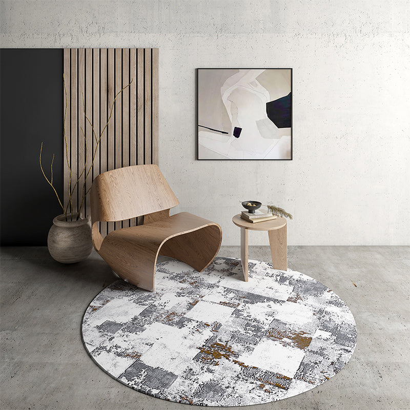 Rynx | Industrial Living Room Rug Multi Color Abstract Printed Indoor Carpet Polyester Non-Slip Back Easy Care Area Rug