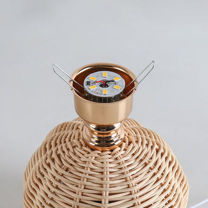 Rynx | RattaLume Nordic LED Table Lamp | Woven Rattan & Foldable Fabric Shade | Mood Light | Decor for the Bedroom