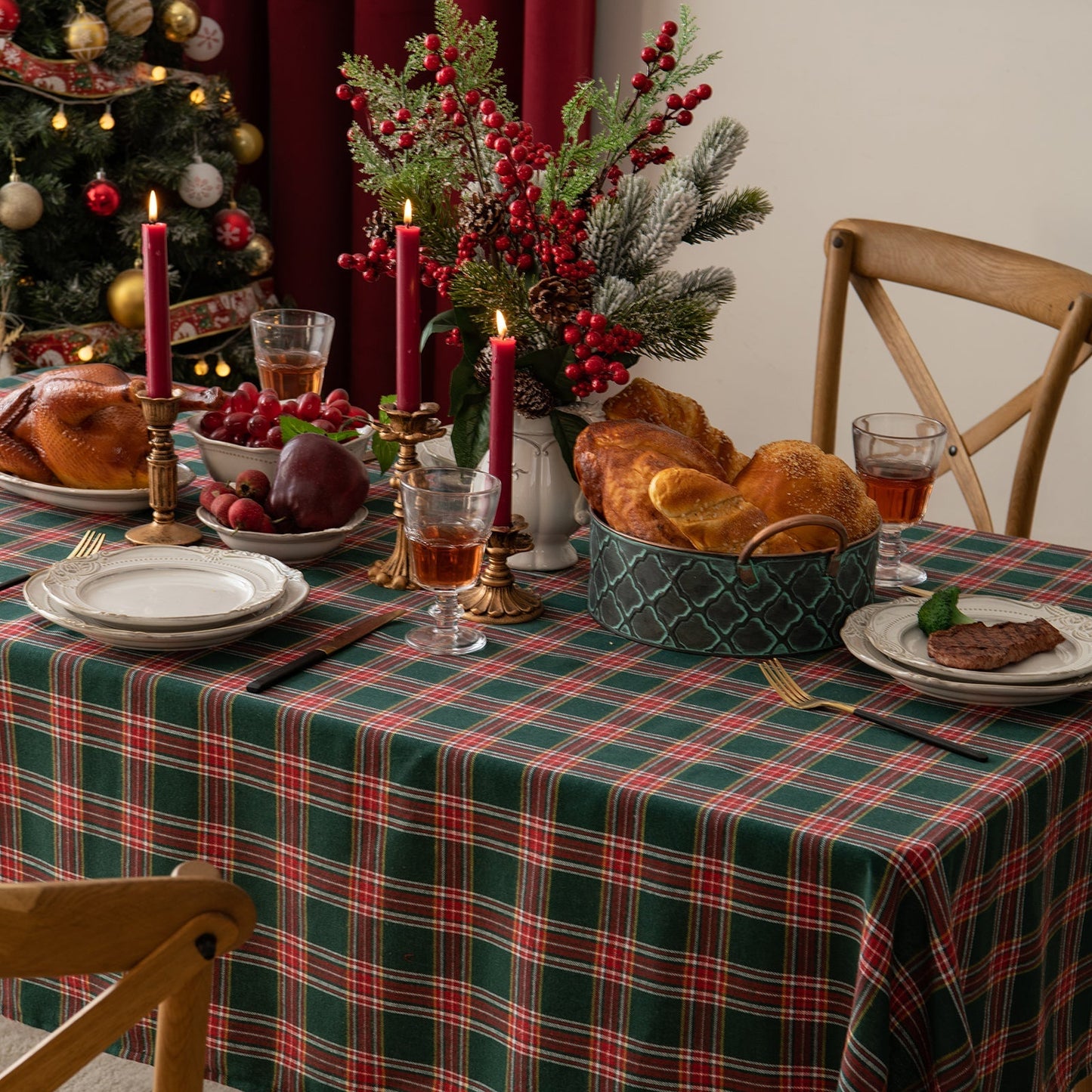 Rynx | Christmas Party Traditional Scottish Check Pattern Tablecloth