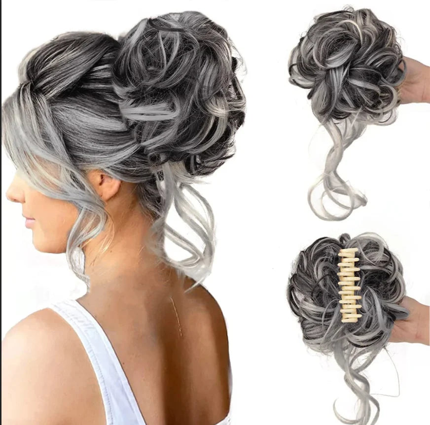 RYNX | Curlybun: Instant Curled Bun Hair Clip Gray & Black