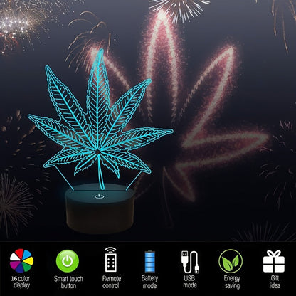 Rynx | Hemp Leaf - 3D Night Lamp Acrylic Table Lamp
