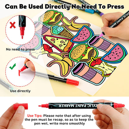 Rynx | 24 Colors Double Tip Acrylic Paint Pens