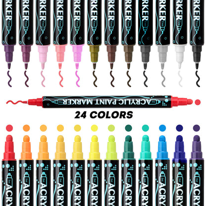 Rynx | 24 Colors Double Tip Acrylic Paint Pens