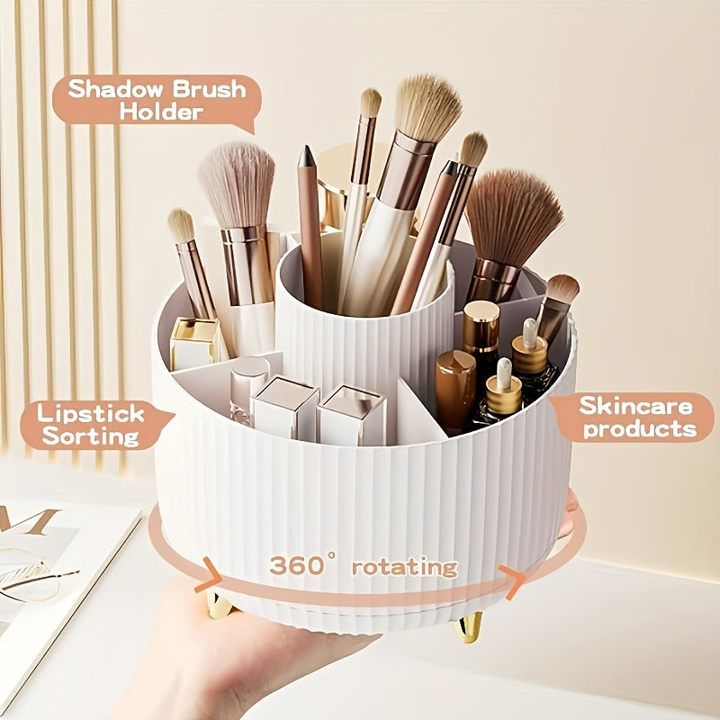 Rynx | 360° Rotation Make-up Organizer – Durable Plastic Cosmetic Storage Box with 5 Compartments