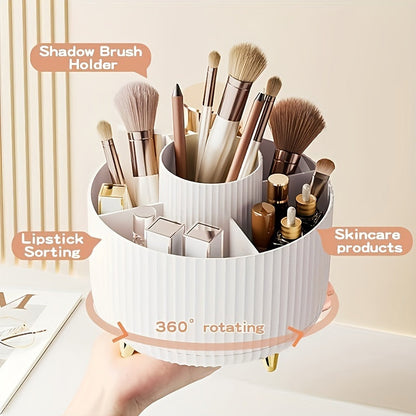Rynx | 360° Rotation Make-up Organizer – Durable Plastic Cosmetic Storage Box with 5 Compartments