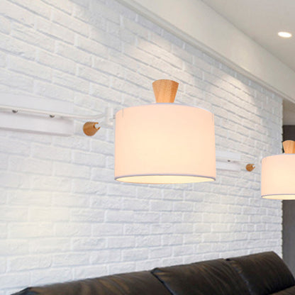 Rynx | Drum Wall Lamp Sconce Modernism Fabric 1 Light Sconce Light in Black/White for Living Room