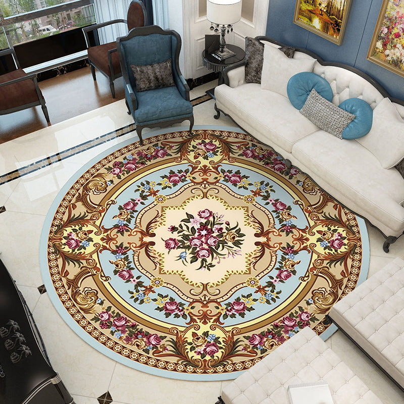Rynx | Shabby Chic Living Room Rug Multicolored Flower Printed Indoor Carpet Non-Slip Pet-Friendly Area Rug