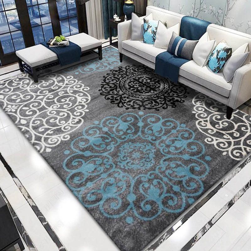 Rynx | Retro living room rug multicolored floral pattern indoor rug polyester non-slip fringed edge rug